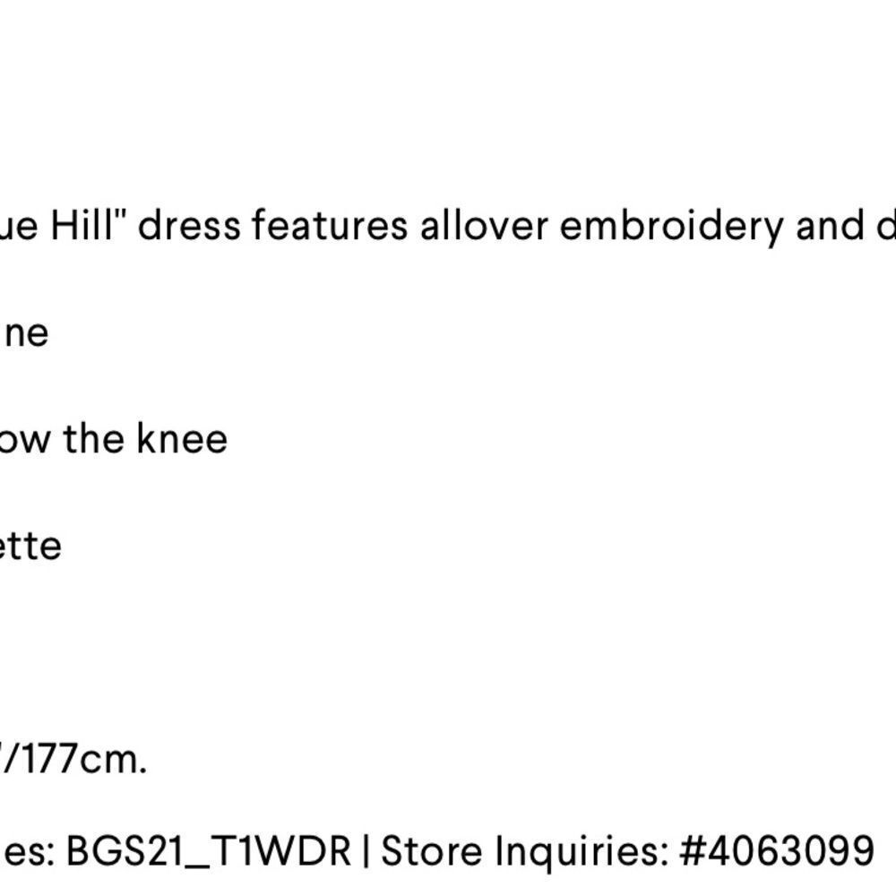 Bergdorf Goodman "Cara Cara" Blue Hill Embroidered Midi Dress Size 6‎ - Picture 6 of 6